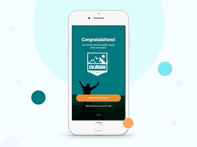 Congratulations - Get started! badge clean congratulation explore login onboarding social states ui ux