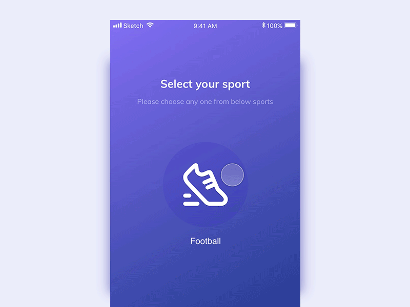 Sports Selection animation clean firstanimation interaction learing principleapp selection sports