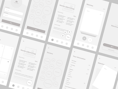 Matchmaker 2.0 - Sneak Peak Wireframes app design education education app education website product design pwa tech ui ux web