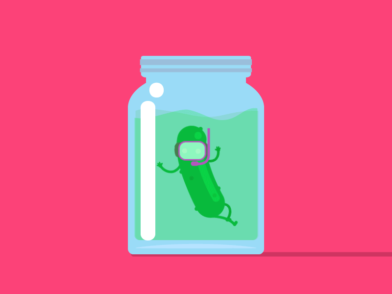 Cucumber 2d animation character cucumber diver flat gif green pink