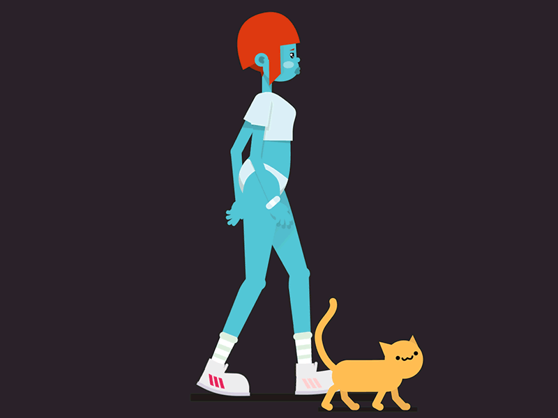 Cat Meow animation cat character girl illustration walk