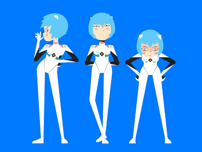 Rei Ayanami 2d anima character design flat girl graphic graphic design retro vector