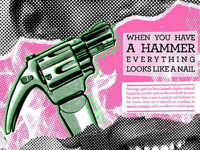 "When you have a hammer..." art collage editorial gun gun control halftone illustration layout magazine print punk texture