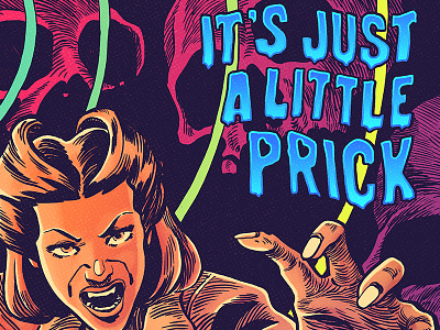 "It's just a little prick" design halloween horror illustration ink movie poster poster skull