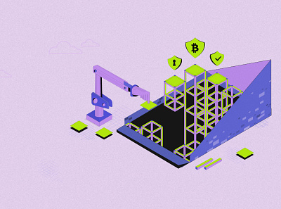 Protocols are Foundations of Blockchain blockchain blog image design crypto graphicdesigner illustration illustrator isometric illustration