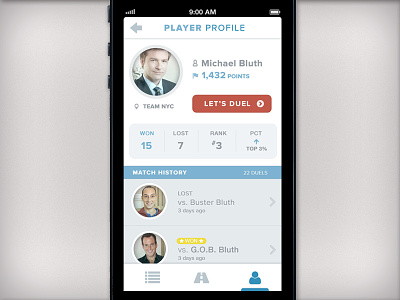 iPhone App Concept - Player Profile app clean data flat flat design ios iphone profile