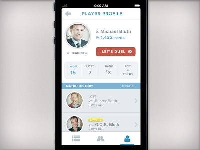 iPhone App Concept - Player Profile