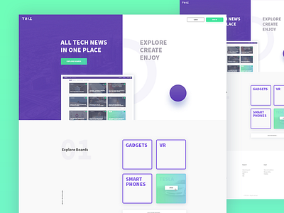 TRIZ - main page flat landing layout page split typography ui ux web website