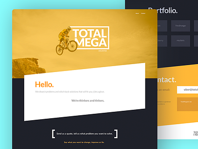 TotalMega - Landing Page Design bold colors contrast design landing page total typography ui yellow