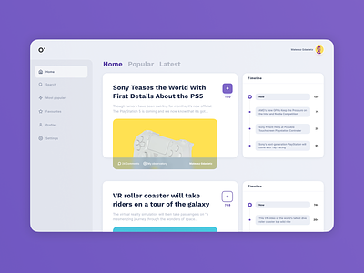 Observy - the simplest way to stay up to date article comments figma figmadesign gray layout page reddit sidebar sony timeline typography ui ux web