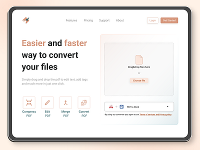Online PDF Converter design fileconverter fileformating pdftoword pdftowordconverter ui visualdesign webapp