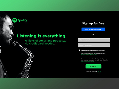 Spotify landing page design graphic design ui ux