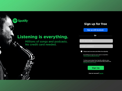 Spotify landing page