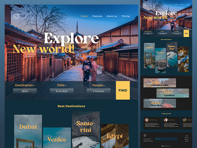 Tourism landing page design ui ux