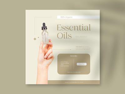 Essential Oils, Minimalist Layout Social Media Promotion beauty branding cover design essential oils feed flyer girls graphic design instagram instagram post makeup media minimal minimalist social media social media post square template woman