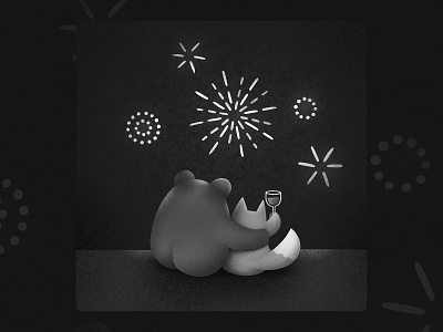 Inktober 2020 · day 25 · buddy black white black and white blackandwhite buddy celebrate fireworks illustration inktober inktober2020 monochrome