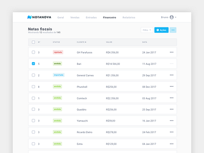 New Interface for NotaNova app application dashboard invoice management ui web