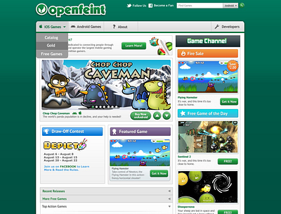 OpenFeint Player Website gaming ui ux webdesign website design
