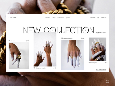E-commerce Jewelry Website Design Concept - Home Page UI bracelet design designer e commerce fashion figma gold jewelry landing photo ring shop store ui ukraine web webdesign
