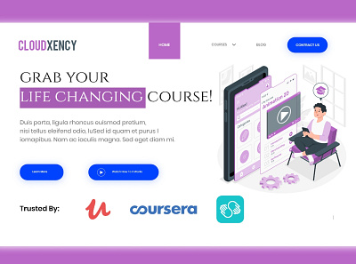 online learning landing page class course e learning education freelancing landing landing page learning ui ux web