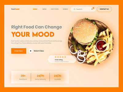 Fast food landing page design. beverage burger design drink fast fast food food landing page modern pizza restraurent trendy ui ux web design