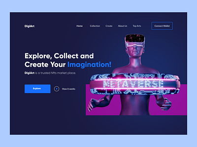 Nft Landing Page digital art landing page modern design nft nft art nft market popular design trendy design ui ux web ui website design