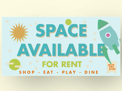 (3/3) fun little signs blue and orange downtown for rent futura outerspace rockets space available