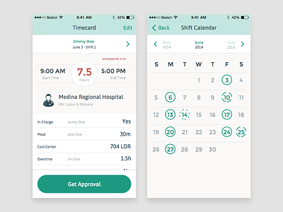 Where Were You app calendar health ios mobile timecard ui user interface ux