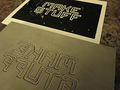 Make Stuff Linocut - Daily Drawing No. 7 bender hand lettered lettering linocut losttype printmaking
