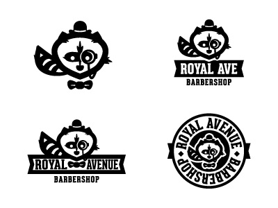 Royal Avenue Barbershop arts barbershop burton burtonarts cut hair logo raccoon trim