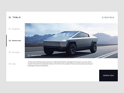 Tesla Cybertruck landing page car clean cyber cybertruck design electric futuristic futuristic ui landing page technology tesla transport ui web web design