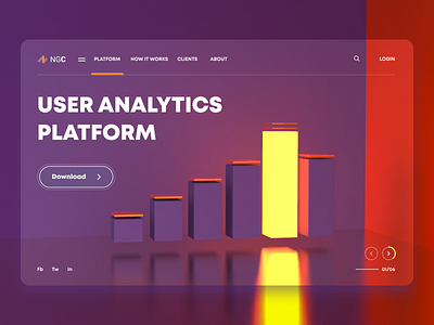 Analytics Platform analytics business chart customers data insights landing page measure platform productivity statistics stats three dimensional tool track traffic ui ux user web webdesign