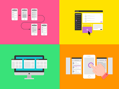 Illustrations color device flat icons ui wireframe