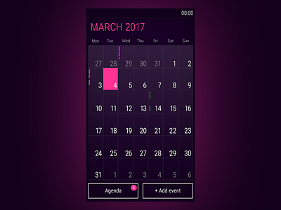 Android Mobile Calendar UI android calendar mobile neon
