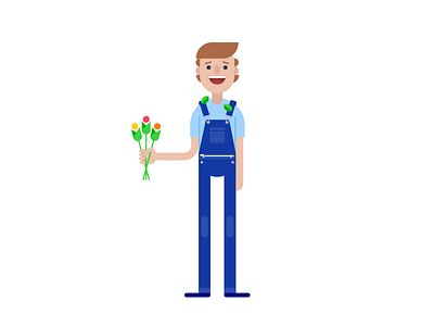 Florist character farmer florist flowers illustration people vector