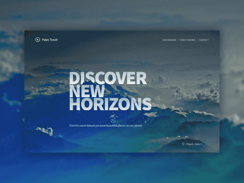 Paleo Travel animation blue clean interaction minimal nature premium simple tourism travel ui web