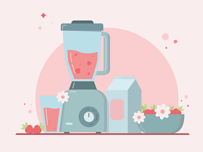 Strawberry Smoothie blender health healthy food illustration kitchenware strawberry vector vegan