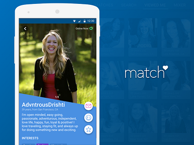 Match Android android dating match.com material design mobile