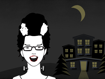 Happy Halloween! frankenstein halloween haunted house illustration