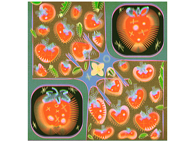 grumpy electric ‘berries! decorative digital art fruit illustration pattern spring surface design vector