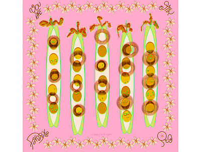 my favourite pea decorative digital art floral garden illustration pastel pattern peas text vector