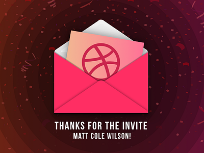 Hellooooo Dribbble! dribbble logo envelope invitation invite matt cole wilson thank you thanks