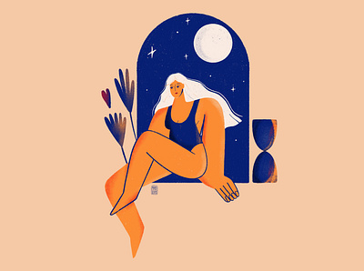 Moon Girl digitalart illustrations procreate procreate art woman illustration