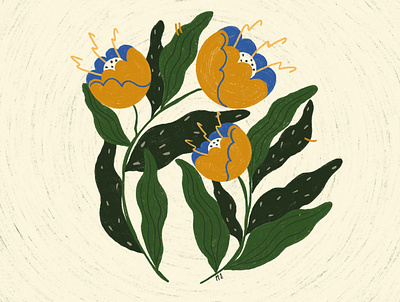 yellow flowers digitalart illustration