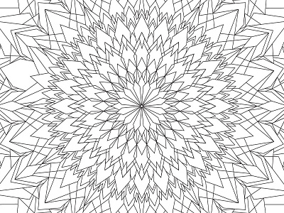 Radial Pattern blackwhite coloring book line work radial pattern