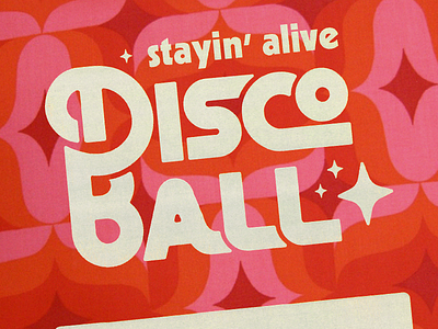 Disco Ball 70s disco fabric invite lettering pattern vintage