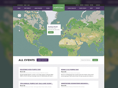 Non-Profit Events Website green non profit purple website