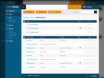 UI Design for Web App blue orange user interface web app