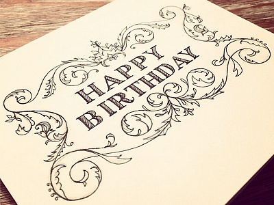 happy birthday! birthday handdrawn lettering ornate type typography