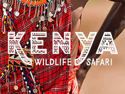 Kenya Wildlife Safari handdrawn lettering pattern travel type typography